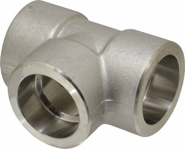 Merit Brass - 1" Grade 316/316L Stainless Steel Pipe Tee - Socket Weld x Socket Weld x Socket Weld End Connections, 3,000 psi - Benchmark Tooling