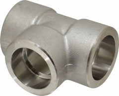 Merit Brass - 1" Grade 316/316L Stainless Steel Pipe Tee - Socket Weld x Socket Weld x Socket Weld End Connections, 3,000 psi - Benchmark Tooling