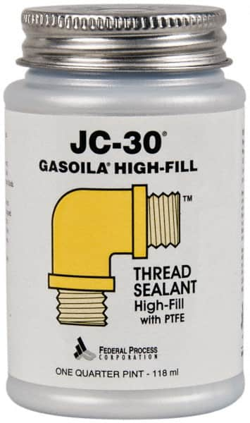 Federal Process - 1/4 Pt Brush Top Can Oyster White Federal JC-30 Thread Sealant with PTFE - 500°F Max Working Temp - Benchmark Tooling