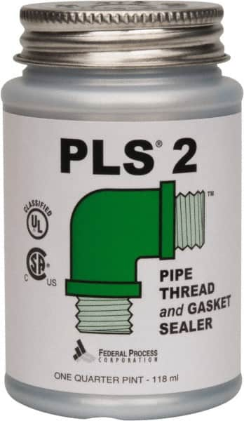 Federal Process - 1/4 Pt Brush Top Can Gray Federal PLS-2 Premium Thread & Gasket Sealant - 600°F Max Working Temp - Benchmark Tooling