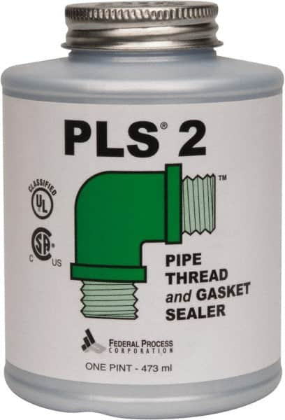 Federal Process - 1 Pt Brush Top Can Gray Federal PLS-2 Premium Thread & Gasket Sealant - 600°F Max Working Temp - Benchmark Tooling