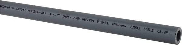 Made in USA - 1/2" Pipe, 60" Long CPVC Unthreaded Plastic Pipe Nipple - 850 Max psi, 0.528" ID x 0.84" OD, Schedule 80, Gray - Benchmark Tooling