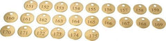 Value Collection - 1" High x 1" Long, 151 to 175, English Safety & Facility Numbered Tag - 1 Side, Brass - Benchmark Tooling