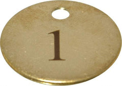 Value Collection - 1-1/4" High x 1-1/4" Long, 1 to 25, English Safety & Facility Numbered Tag - 1 Side, Brass - Benchmark Tooling