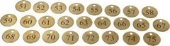 Value Collection - 1-1/4" High x 1-1/4" Long, 51 to 75, English Safety & Facility Numbered Tag - 1 Side, Brass - Benchmark Tooling