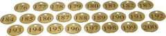 Value Collection - 1-1/4" High x 1-1/4" Long, 176 to 200, English Safety & Facility Numbered Tag - 1 Side, Brass - Benchmark Tooling
