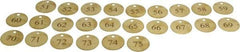 Value Collection - 1-1/2" High x 1-1/2" Long, 51 to 75, English Safety & Facility Numbered Tag - 1 Side, Brass - Benchmark Tooling