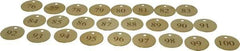 Value Collection - 1-1/2" High x 1-1/2" Long, 76 to 100, English Safety & Facility Numbered Tag - 1 Side, Brass - Benchmark Tooling
