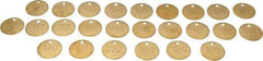 Value Collection - 1-1/2" High x 1-1/2" Long, 101 to 125, English Safety & Facility Numbered Tag - 1 Side, Brass - Benchmark Tooling