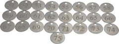 Value Collection - 1-1/4" High x 1-1/4" Long, 51 to 75, English Safety & Facility Numbered Tag - 1 Side, Aluminum - Benchmark Tooling