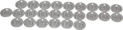Value Collection - 1-1/4" High x 1-1/4" Long, 151 to 175, English Safety & Facility Numbered Tag - 1 Side, Aluminum - Benchmark Tooling