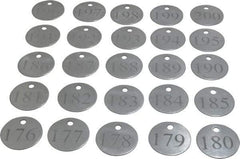 Value Collection - 1-1/4" High x 1-1/4" Long, 176 to 200, English Safety & Facility Numbered Tag - 1 Side, Aluminum - Benchmark Tooling