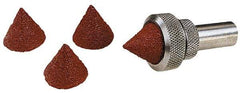 Superior Abrasives - 1-1/2" Long x 1/2" Diam, Aluminum Oxide, Full Taper Cartridge Roll - 36 Grit, 1/8" Pilot Hole Diam, Very Coarse Grade, X Weighted, Cloth Backing - Benchmark Tooling