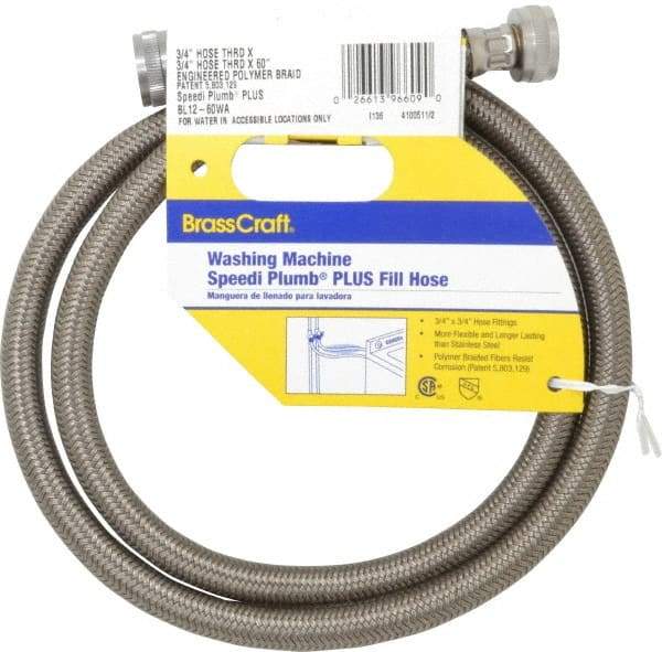 Brass Craft - 3/4" Hose Bibb Inlet, 3/4" Hose Bibb Outlet, Brass Flexible Connector - Braided Stainless Steel, Use with Washers - Benchmark Tooling