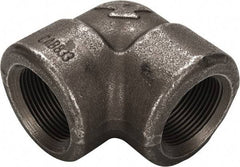 Made in USA - Size 1-1/4", Class 3,000, Forged Carbon Steel Black Pipe 90° Elbow - 925 psi, Threaded End Connection - Benchmark Tooling
