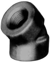 Made in USA - Size 2-1/2", Class 3,000, Forged Carbon Steel Black Pipe 45° Elbow - 3,000 psi, Threaded End Connection - Benchmark Tooling