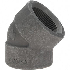 Made in USA - Size 2", Class 3,000, Forged Carbon Steel Black Pipe 45° Elbow - 925 psi, Threaded End Connection - Benchmark Tooling