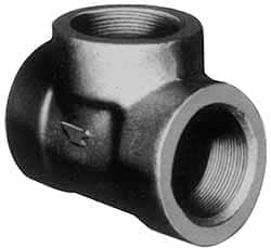 Made in USA - Size 2-1/2", Class 3,000, Forged Carbon Steel Black Pipe Tee - 3,000 psi, Threaded End Connection - Benchmark Tooling