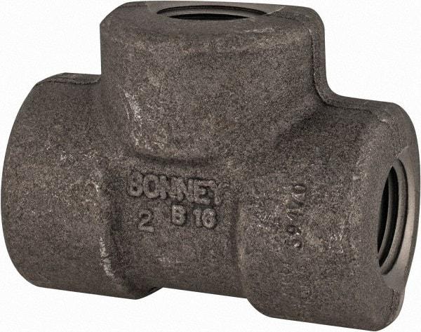 Made in USA - Size 1/2", Class 3,000, Forged Carbon Steel Black Pipe Tee - 925 psi, Threaded End Connection - Benchmark Tooling