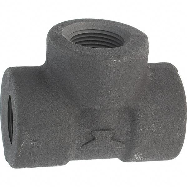 Made in USA - Size 3/4", Class 3,000, Forged Carbon Steel Black Pipe Tee - 925 psi, Threaded End Connection - Benchmark Tooling