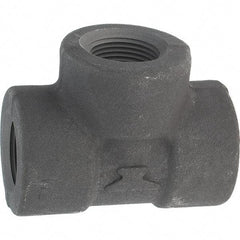 Made in USA - Size 3/4", Class 3,000, Forged Carbon Steel Black Pipe Tee - 925 psi, Threaded End Connection - Benchmark Tooling