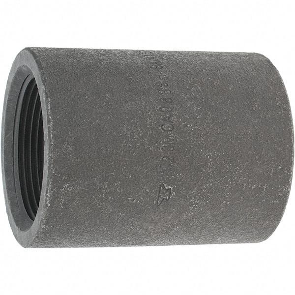 Made in USA - Size 1-1/2", Class 3,000, Forged Carbon Steel Black Pipe Coupling - 925 psi, Threaded End Connection - Benchmark Tooling