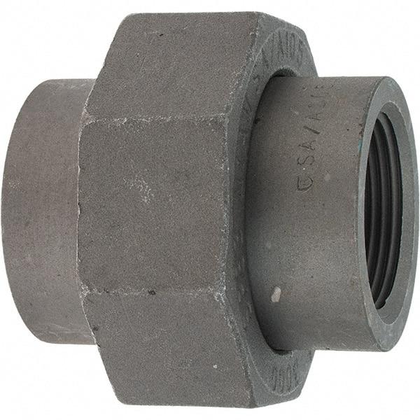 Made in USA - Size 1-1/4", Class 3,000, Forged Carbon Steel Black Pipe Union - 925 psi, Threaded End Connection - Benchmark Tooling
