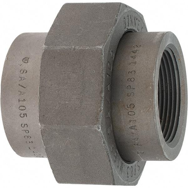 Made in USA - Size 1-1/2", Class 3,000, Forged Carbon Steel Black Pipe Union - 925 psi, Threaded End Connection - Benchmark Tooling