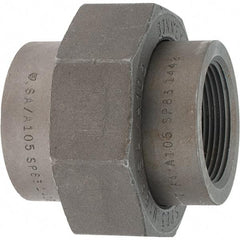 Made in USA - Size 1-1/2", Class 3,000, Forged Carbon Steel Black Pipe Union - 925 psi, Threaded End Connection - Benchmark Tooling