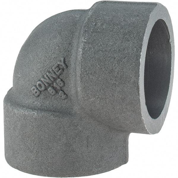 Made in USA - Size 1-1/4", Class 3,000, Forged Carbon Steel Black Pipe 90° Elbow - 925 psi, Socket Weld End Connection - Benchmark Tooling