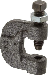 Made in USA - 3/4" Max Flange Thickness, 3/8" Rod C-Clamp with Locknut - 400 Lb Capacity, Ductile Iron - Benchmark Tooling