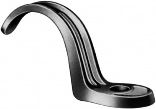 Made in USA - 2" Pipe, Malleable Iron, Black Plated" Pipe or Conduit Strap - 1 Mounting Hole - Benchmark Tooling