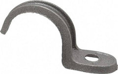 Made in USA - 1-1/2" Pipe, Malleable Iron, Black Plated" Pipe or Conduit Strap - 1 Mounting Hole - Benchmark Tooling