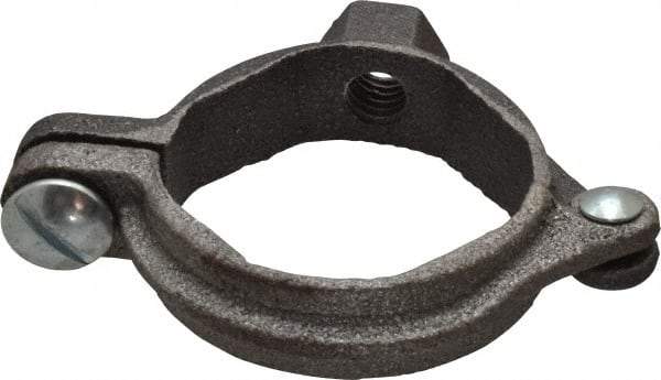 Value Collection - 1-1/4" Pipe, 3/8" Rod, Extension Split Pipe Clamp - 180 Lb Capacity, Malleable Iron - Benchmark Tooling