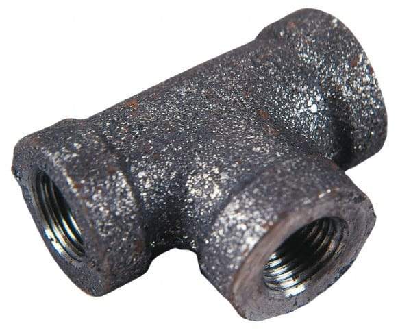 Made in USA - Class 150, 2 x 2 x 1-1/4" Galvanized Pipe Reducing Tee - Threaded, Malleable Iron - Benchmark Tooling