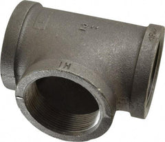 Made in USA - Size 2", Class 150, Malleable Iron Black Pipe Tee - 150 psi, Threaded End Connection - Benchmark Tooling