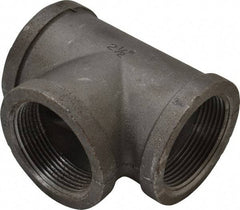 Made in USA - Size 2-1/2", Class 150, Malleable Iron Black Pipe Tee - 150 psi, Threaded End Connection - Benchmark Tooling