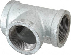Made in USA - Class 150, 1-1/2" Galvanized Pipe Tee - Threaded, Malleable Iron - Benchmark Tooling