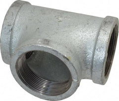 Made in USA - Class 150, 2" Galvanized Pipe Tee - Threaded, Malleable Iron - Benchmark Tooling