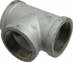 Made in USA - Class 150, 2-1/2" Galvanized Pipe Tee - Threaded, Malleable Iron - Benchmark Tooling