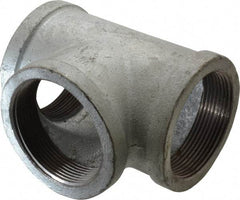 Made in USA - Class 150, 3" Galvanized Pipe Tee - Threaded, Malleable Iron - Benchmark Tooling