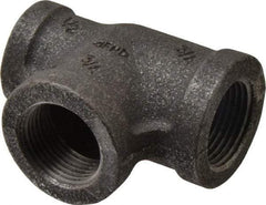 Made in USA - Size 3/4 x 1/2 x 3/4", Class 150, Malleable Iron Black Pipe Reducing Tee - 150 psi, Threaded End Connection - Benchmark Tooling