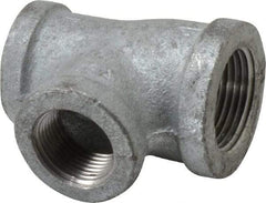 Made in USA - Class 150, 1 x 3/4 x 3/4" Galvanized Pipe Reducing Tee - Threaded, Malleable Iron - Benchmark Tooling