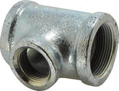 Made in USA - Class 150, 1-1/2 x 1-1/2 x 1" Galvanized Pipe Reducing Tee - Threaded, Malleable Iron - Benchmark Tooling