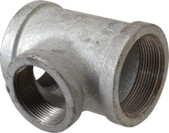 Made in USA - Class 150, 2 x 2 x 1-1/2" Galvanized Pipe Reducing Tee - Threaded, Malleable Iron - Benchmark Tooling