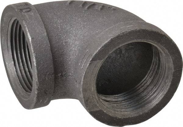 Made in USA - Size 1-1/4", Class 150, Malleable Iron Black Pipe 90° Elbow - 150 psi, Threaded End Connection - Benchmark Tooling