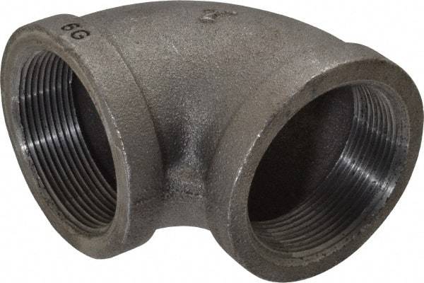 Made in USA - Size 2", Class 150, Malleable Iron Black Pipe 90° Elbow - 150 psi, Threaded End Connection - Benchmark Tooling
