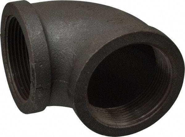 Made in USA - Size 2-1/2", Class 150, Malleable Iron Black Pipe 90° Elbow - 150 psi, Threaded End Connection - Benchmark Tooling