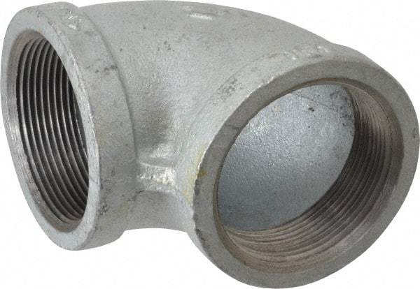Made in USA - Class 150, 2" Galvanized Pipe 90° Elbow - Threaded, Malleable Iron - Benchmark Tooling