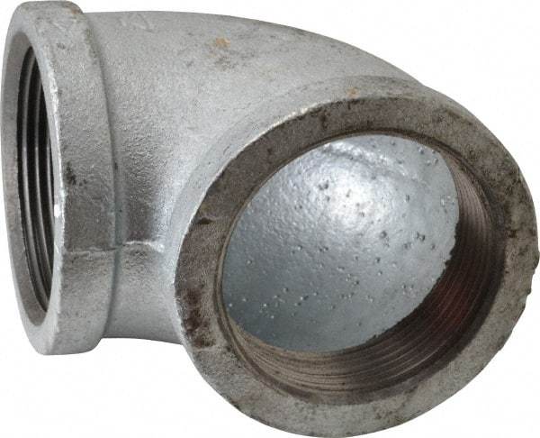 Made in USA - Class 150, 2-1/2" Galvanized Pipe 90° Elbow - Threaded, Malleable Iron - Benchmark Tooling